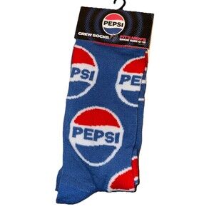 PEPSI-COLA Soda 1 Pair Novelty Crew Socks Men's Shoe Size 6-12 NWT